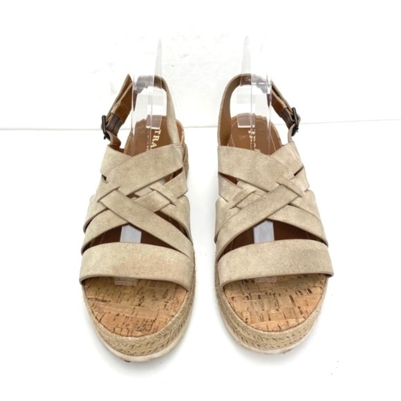 TRASK Randi Suede Strap Platform Sandal Beige Taupe Oiled Suede Size 9 36-1722 - Picture 3 of 10